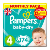 Pampers Baby-Dry Size 4, 174 Monthly Pack