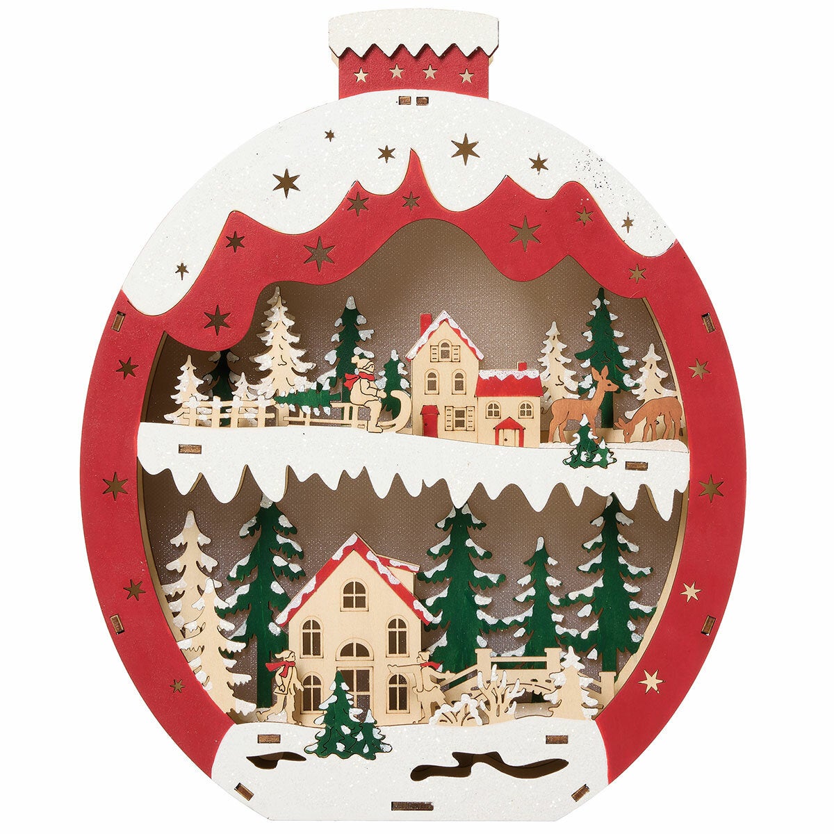 Light Up Wooden Holiday Icons-Set Of 2