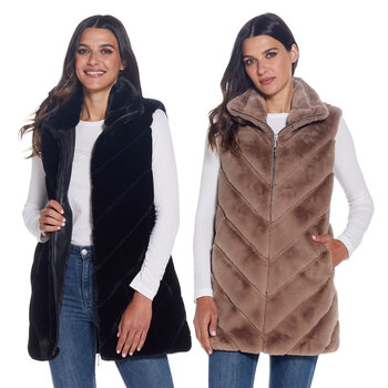 Weatherproof Ladies Faux Fur 3/4 Vest in 2 Colours & 4 Sizes