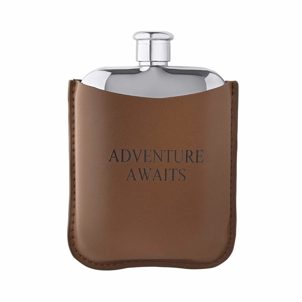 S/STEEL BROWN LEATHER HIP FLASK S/STEEL BROWN LEATHER HIP FLASK