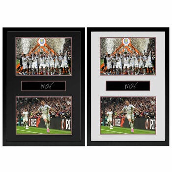 Morgan Rogers Signed Framed Aston Villa Europa Leage Plaque in 2 Options: White or Black Mount