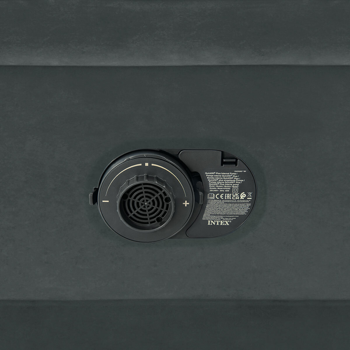 Lifestyle image of the pump on the airbed Lifestyle image of the pump on the airbed