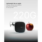 Lifestyle image of Renpho Micro Massage Gun being lightweight like an apple, weighing 220g