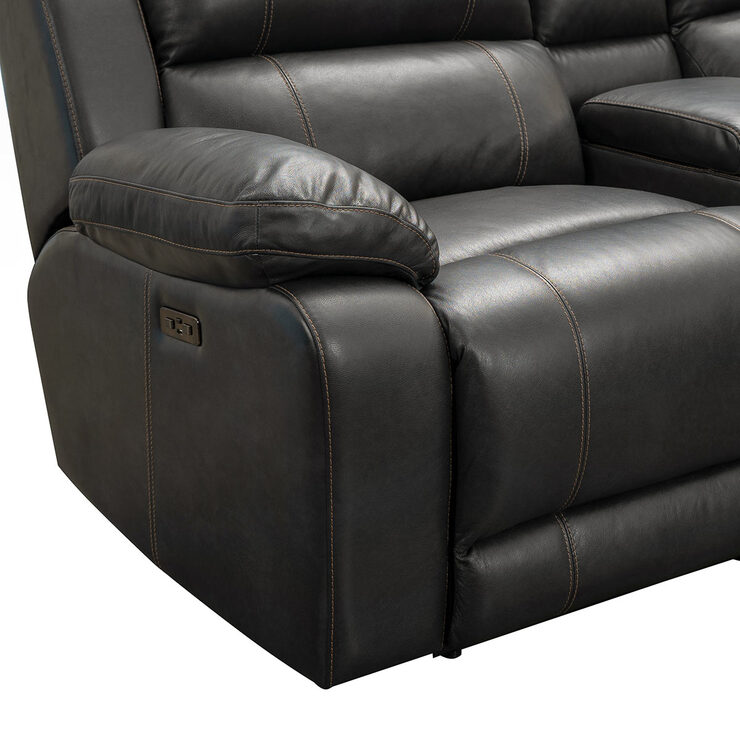 Pulaski Dunhill Grey Leather Power Reclining Sectional Sofa Costco UK