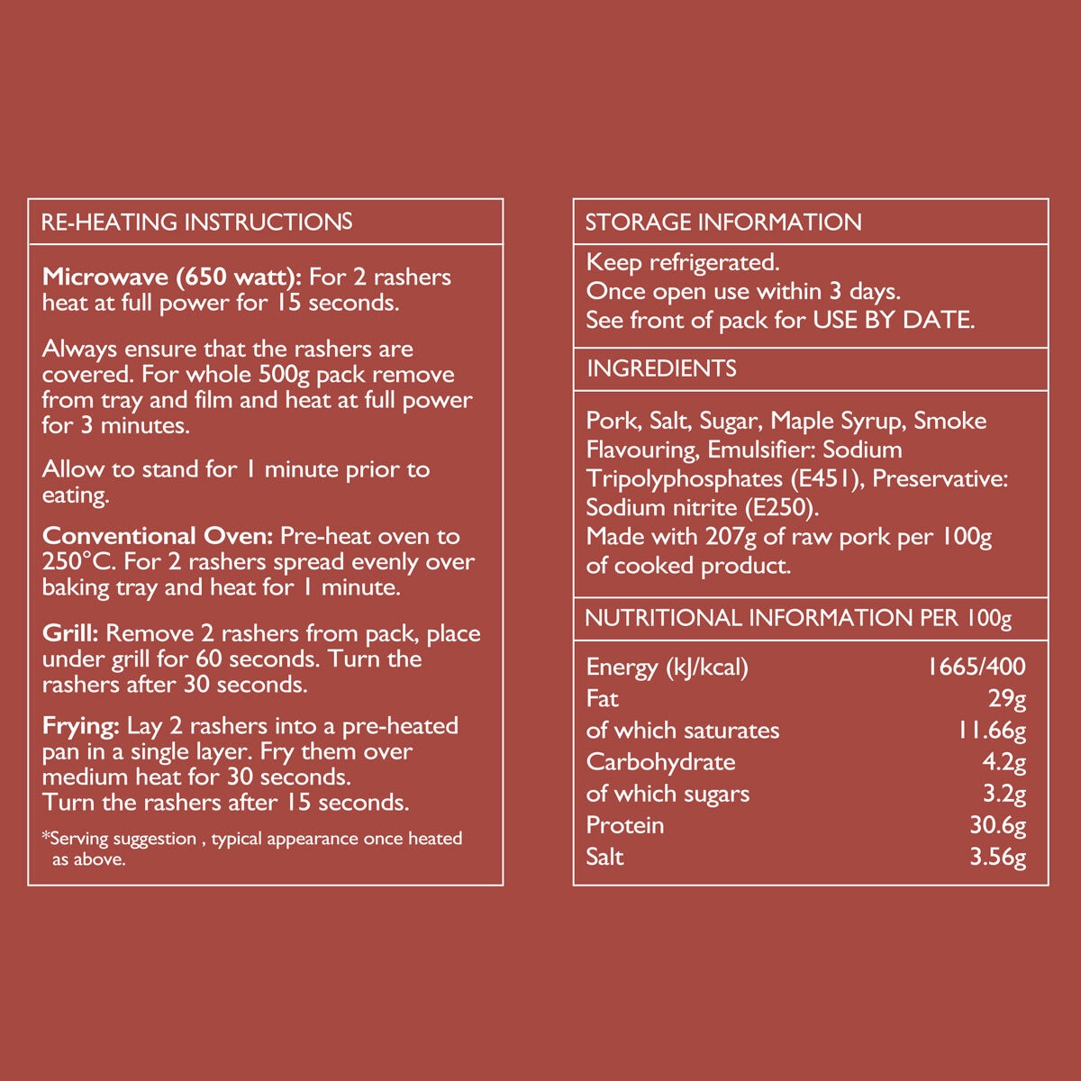 The Butchers Hook Cooked Maple Cured Streaky Bacon, 500g