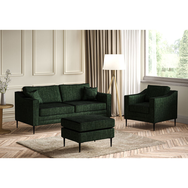 Aspen Velvet 3 Seater Sofa, Green