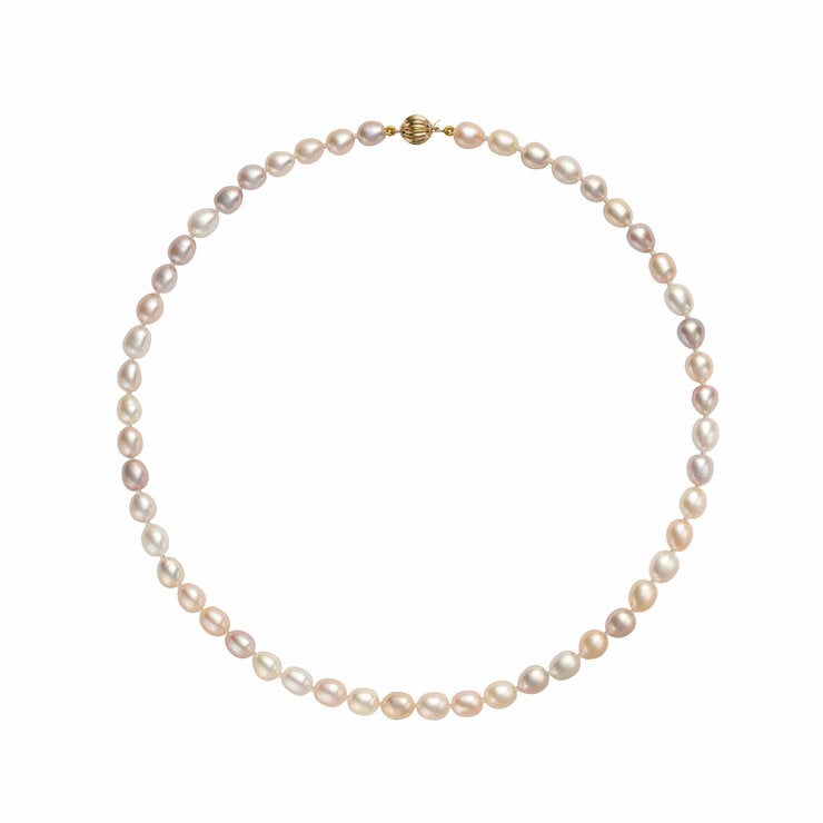 6.5-7mm Cultured Freshwater Pink Pearl Earring & Necklace Set, 14ct Yellow Gold 6.5-7mm Cultured Freshwater Pink Pearl Earring & Necklace Set, 14ct Yellow Gold
