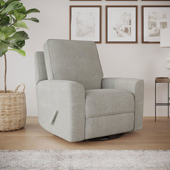True Innovations Paxley Grey Fabric Swivel Recliner Chair