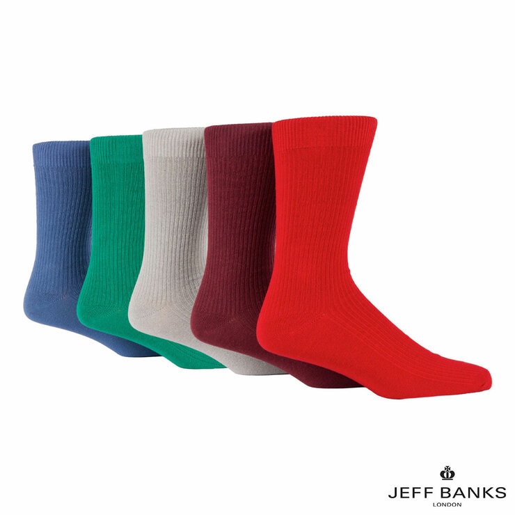 Jeff Banks Men's Ribbed Sock 10 Pack in Red Jeff Banks Men's Ribbed Sock 10 Pack in Red