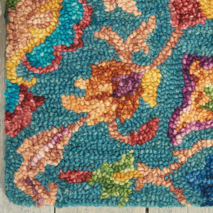 Nourison Vibrant Wool Teal Rug, in 3 Sizes Nourison Vibrant Wool Teal Rug, in 3 Sizes