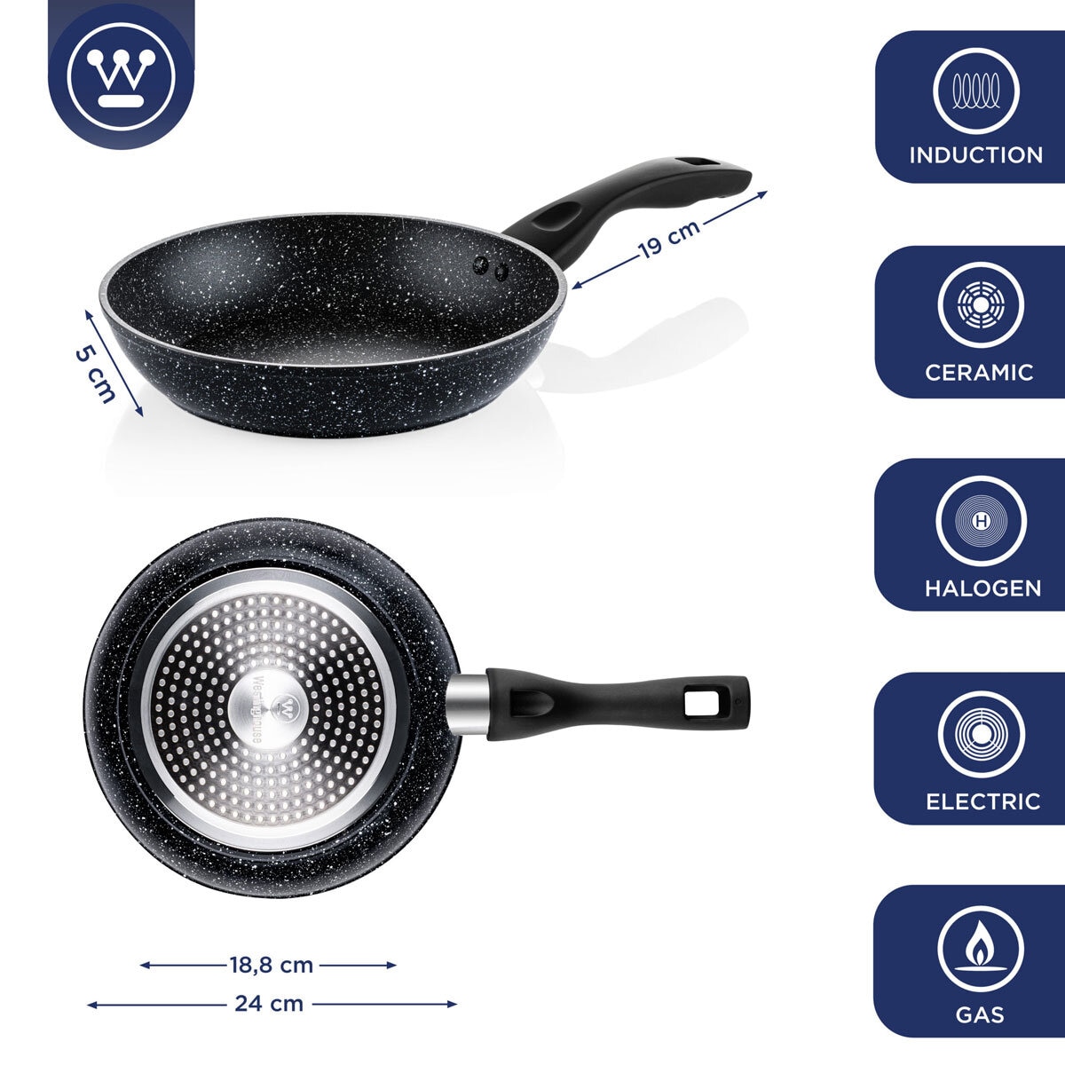 Westinghouse Non-Stick Frying Pans 24 & 28cm with Lids, 4 Piece