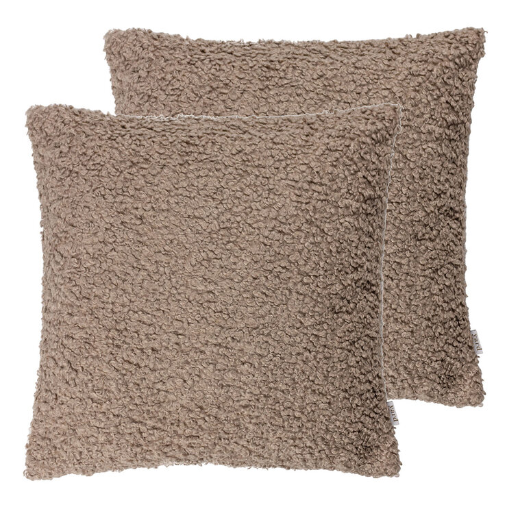 Furn Cabu Reversible Boucle Cushion 2 Pack in Taupe, 45 x 45 cm