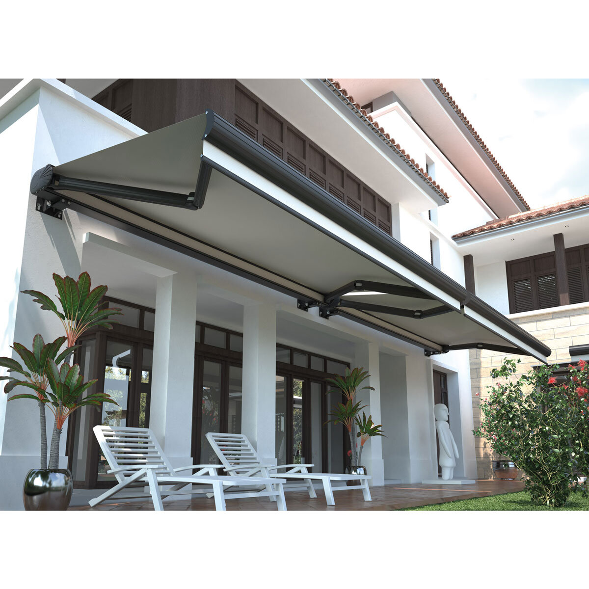 GOSS Outdoor Grey Awning with Texture Finish 5m Wide x 3m Projection