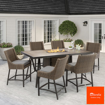 Agio Portland 7 Piece High Dining Fire Set + Cover