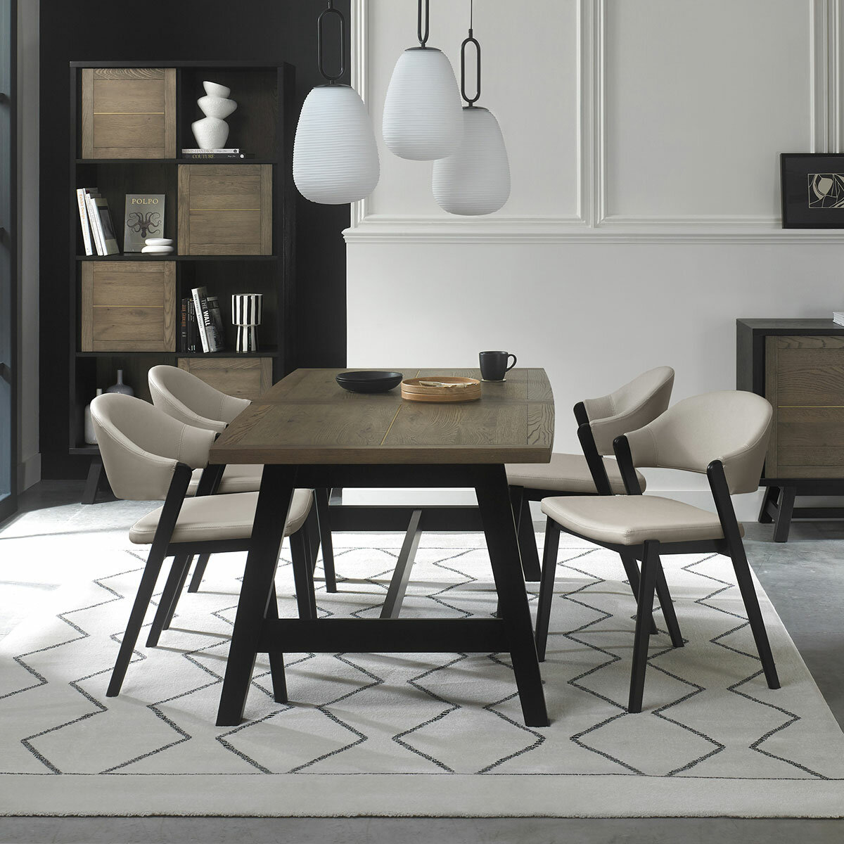 Bentley Designs Camden Weathered Oak & Peppercorn Extending Dining Table, Seats 4-6