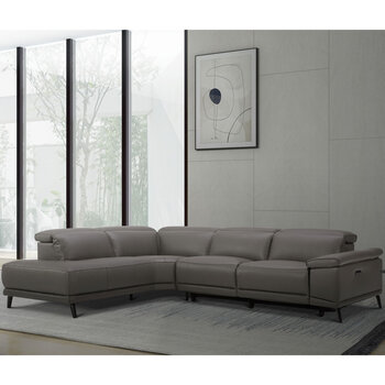 Gilman Creek Rachel Grey Leather Power Reclining Sectional Sofa