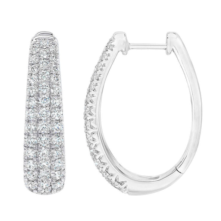 1.75ctw Diamond Hoop Earrings, 14K White Gold
