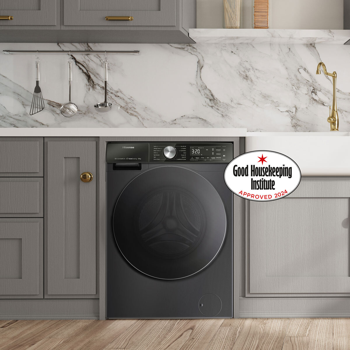 Hisense WF5S1245BB, 12kg, 1400rpm, Washing Machine A Rating in Black