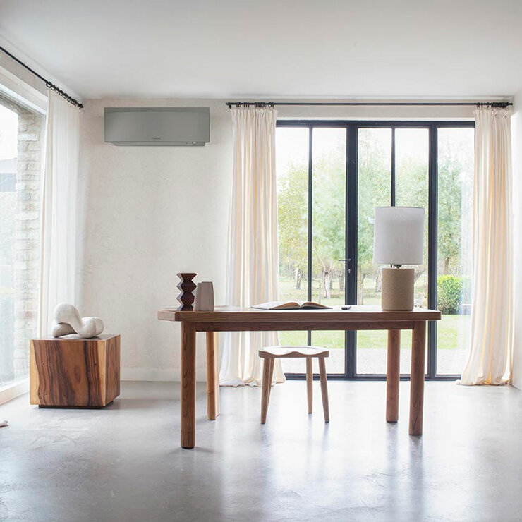 Installed Daikin Emura Single Split Air Conditioning Unit for Domestic Use, Available in 3 kW Capacities & 3 Colours