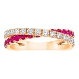 Round Cut Ruby & 0.45ctw Diamond Ring, 14ct Rose Gold