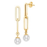 8-9mm Freshwater Pearl Earrings, 14ct Yellow Gold