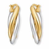 14ct Yellow & White Gold Wave Hoop Earrings 14ct Yellow & White Gold Wave Hoop Earrings