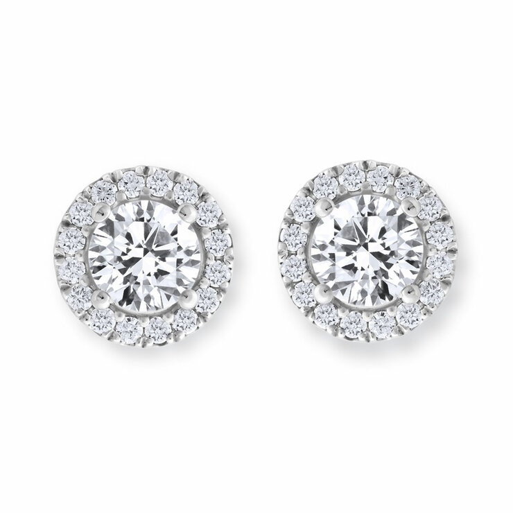 1.22ctw Round Brilliant Cut Diamond Earrings, 18ct White Gold
