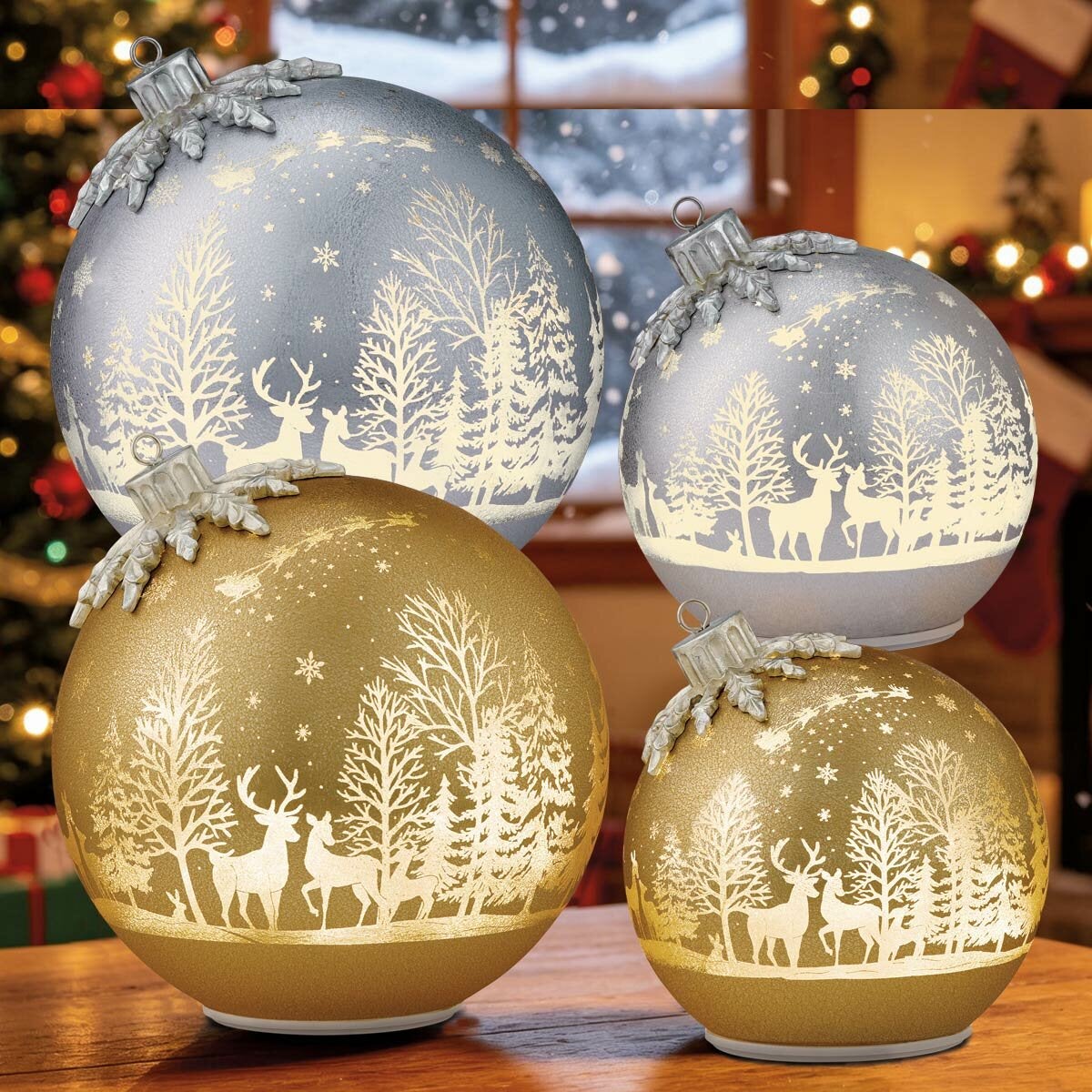 Glass Rotating Balls Assortment- Set of 2