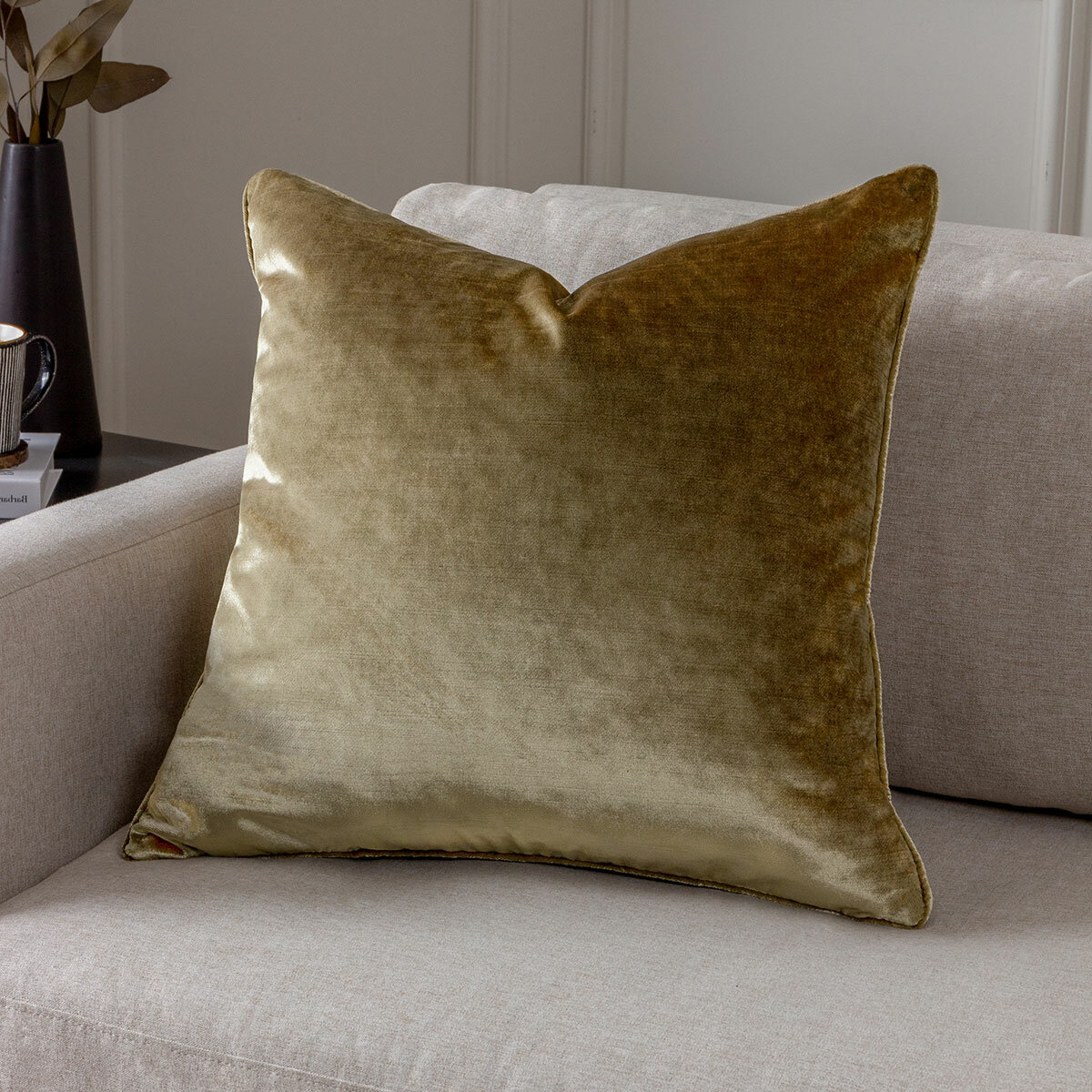 Paoletti Luxe Gold Velvet Feather Fill Cushion 2 Pack, 55 x 55 cm