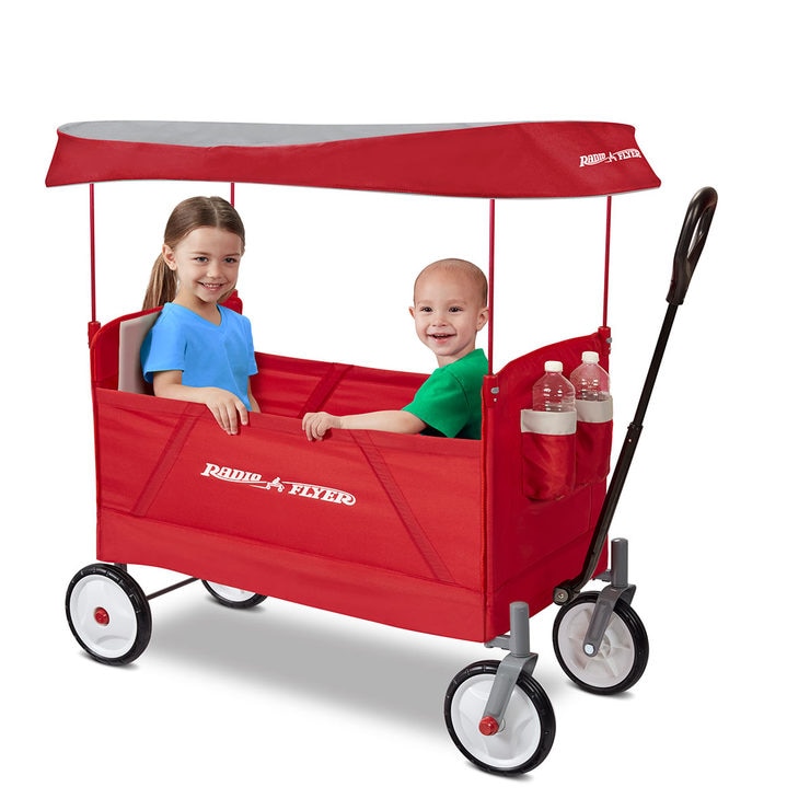 Radio Flyer EZ Folding Ride On Wagon With Folding UV Canopy (18+ Months