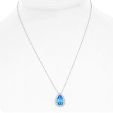 Pear Cut Blue Topaz & 0.43ctw Diamond Necklace, 18ct White Gold