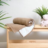 Clair De Lune Organic Cotton Beige Sherpa Fleece Travel Blanket, 70 x 100 cm