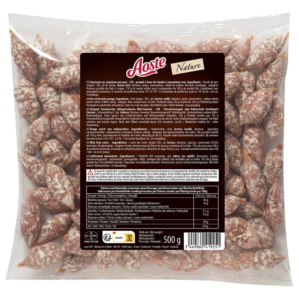 Aoste Mini Saucisson Sec, 500g