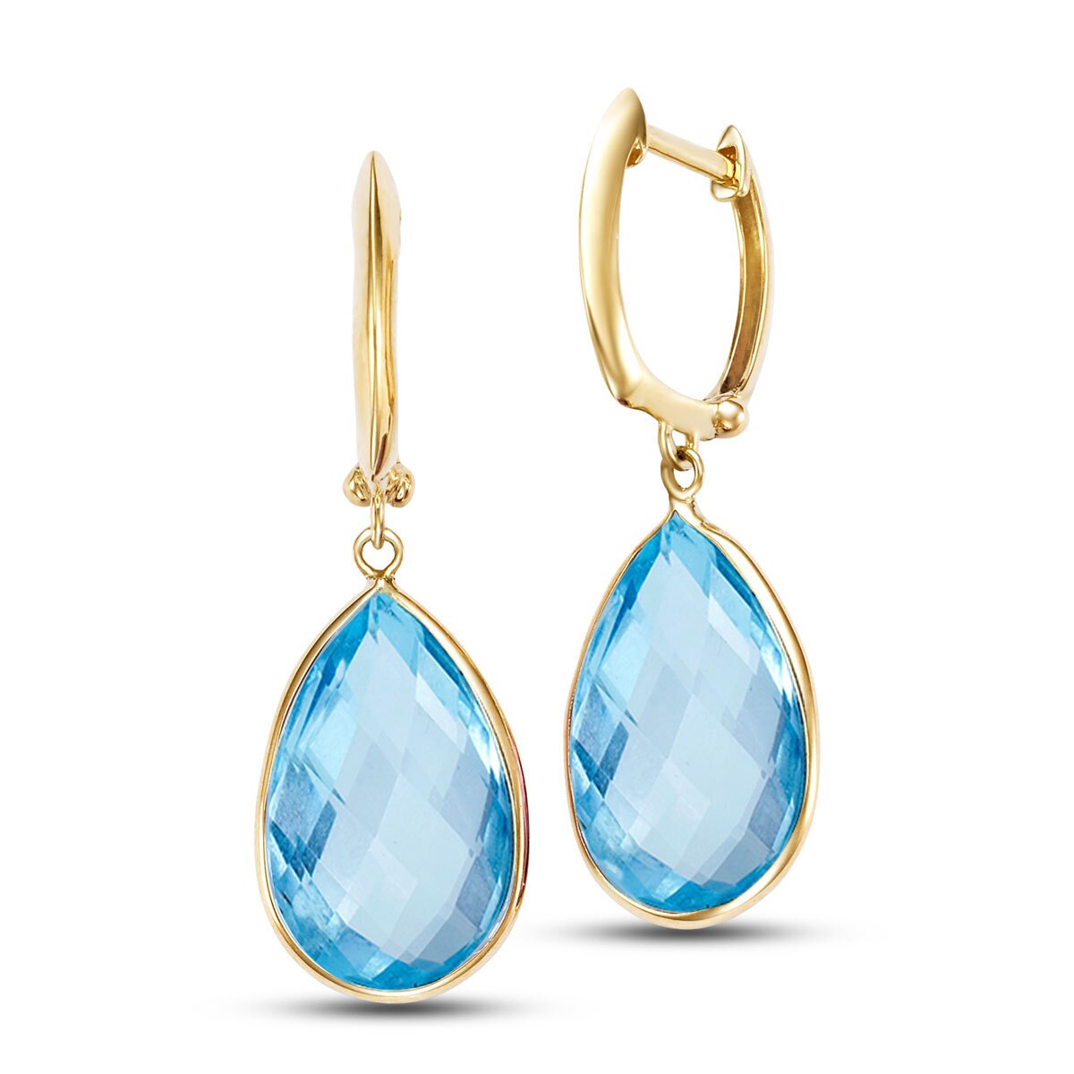 Blue Topaz Earrings, 14ct Yellow Gold