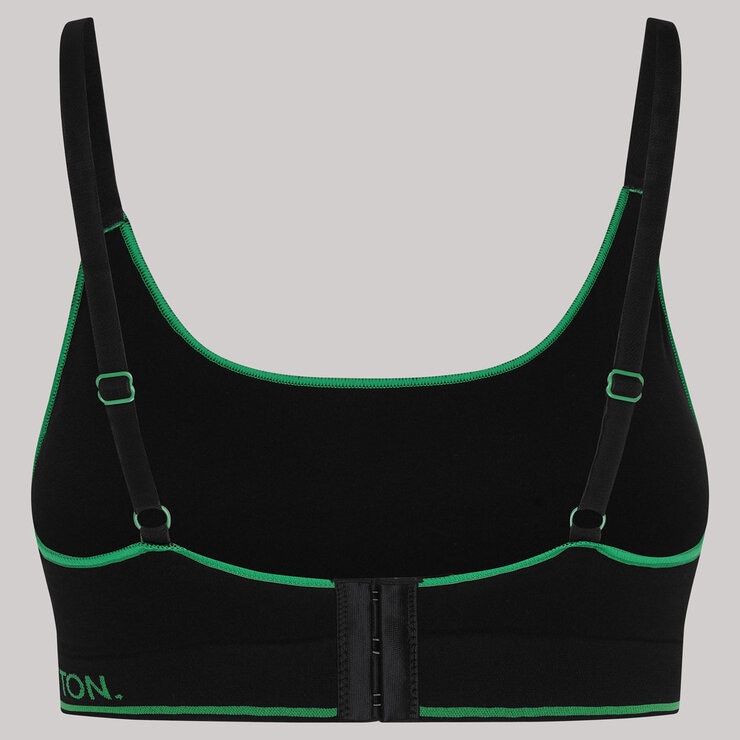 United Colors of Benetton Seamless Bra 2 Pack in Black & Green, Medium
