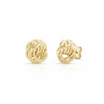 14ct Yellow Gold Diamond Cut Knot Earrings