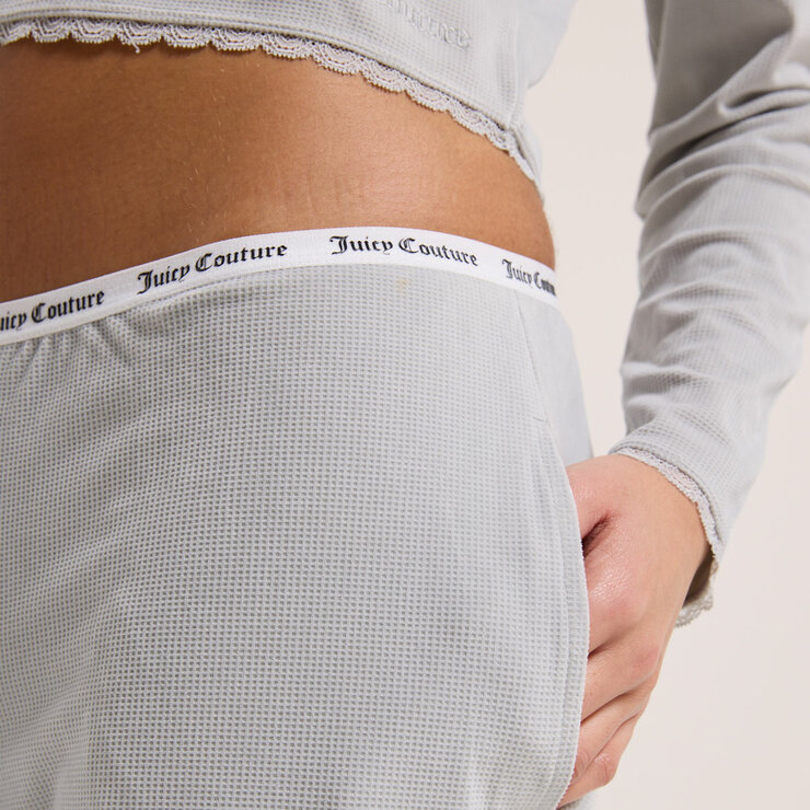 Juicy Couture Ladies 2 Piece Waffle Lounge Set in Grey