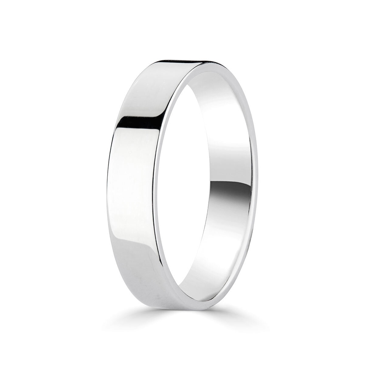 4.0mm Basic Light Court Wedding band. 18ct White Gold