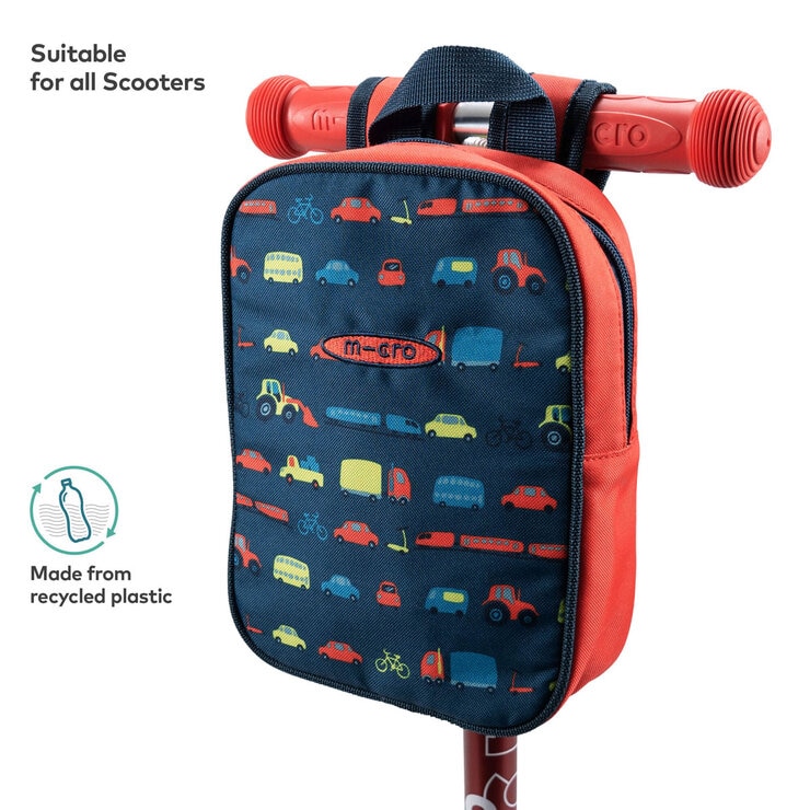 Micro Maxi Deluxe LED Navy Scooter with Small Blue Helmet and Vehicle Lunch Bag (5+ Years)