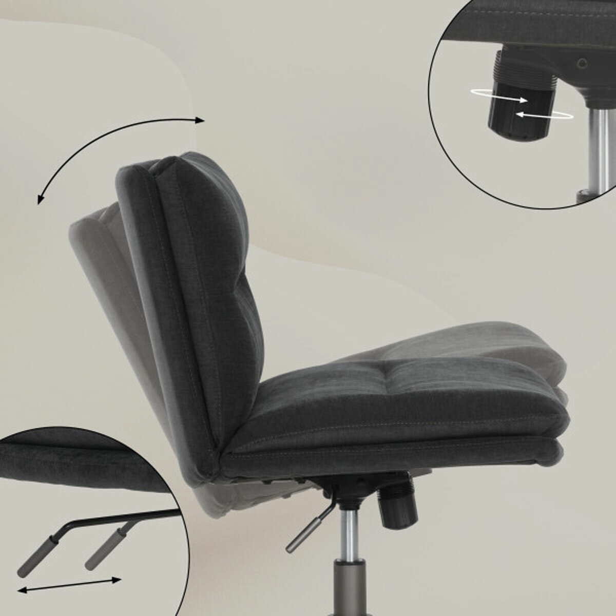 Elle Decor Criss-Cross Wide Office Chair, Black