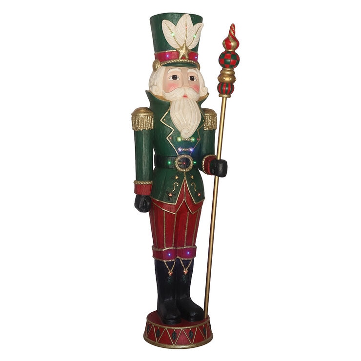 6ft Pre-lit Wood Carved Nutcracker