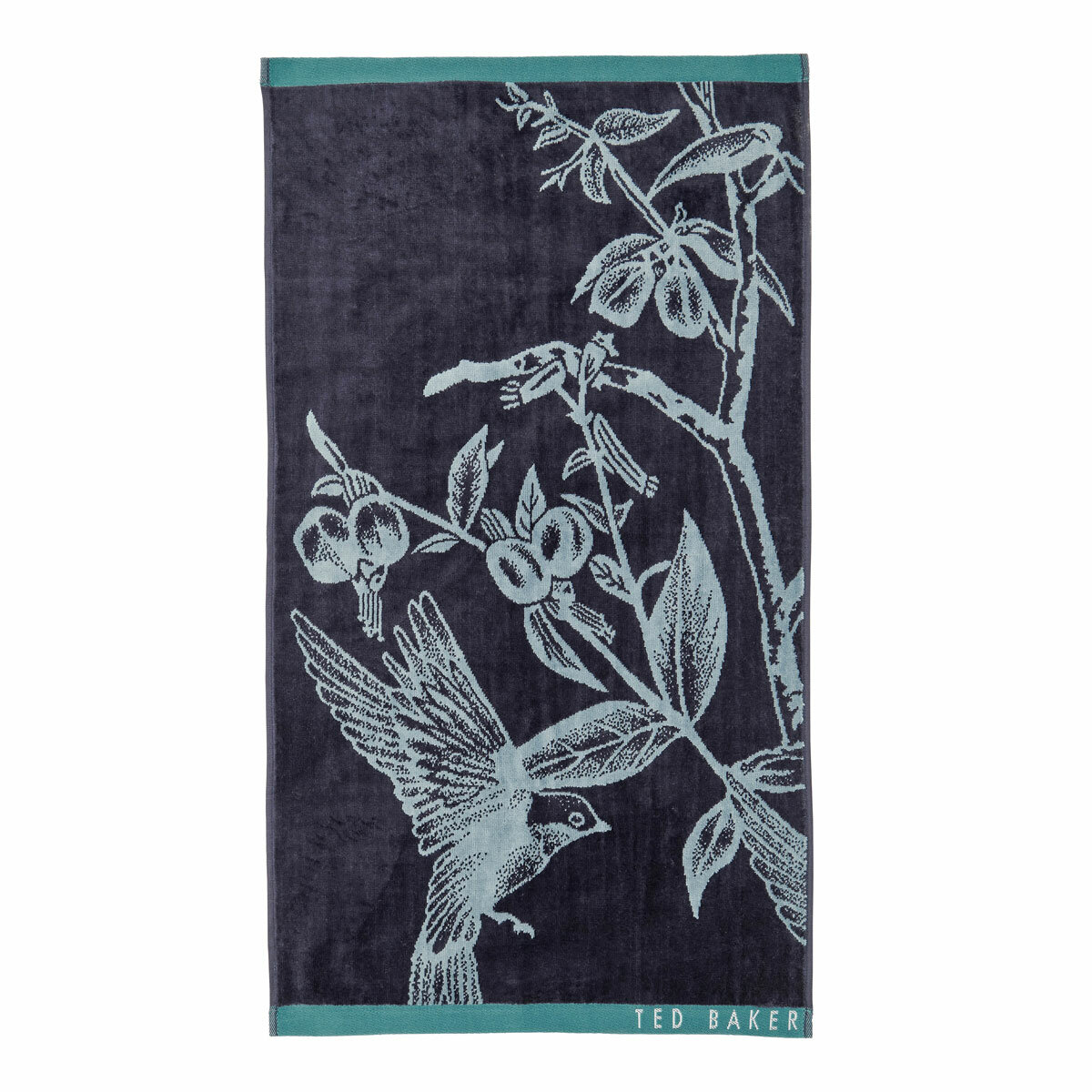 Ted Baker Navy Botanical Birds Bath Sheet & Hand Towel Bundle