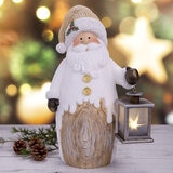 Christmas Santa Woodchip Figures with LED Lanterns
