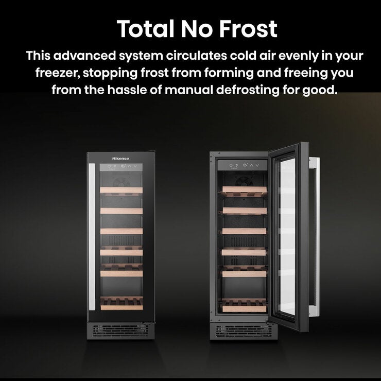 Hisense RW058B3ABGF, 19 Bottle Freestanding, Single Zone Wine Cooler, G Rated in Black Hisense RW058B3ABGF, 19 Bottle Freestanding, Single Zone Wine Cooler, G Rated in Black