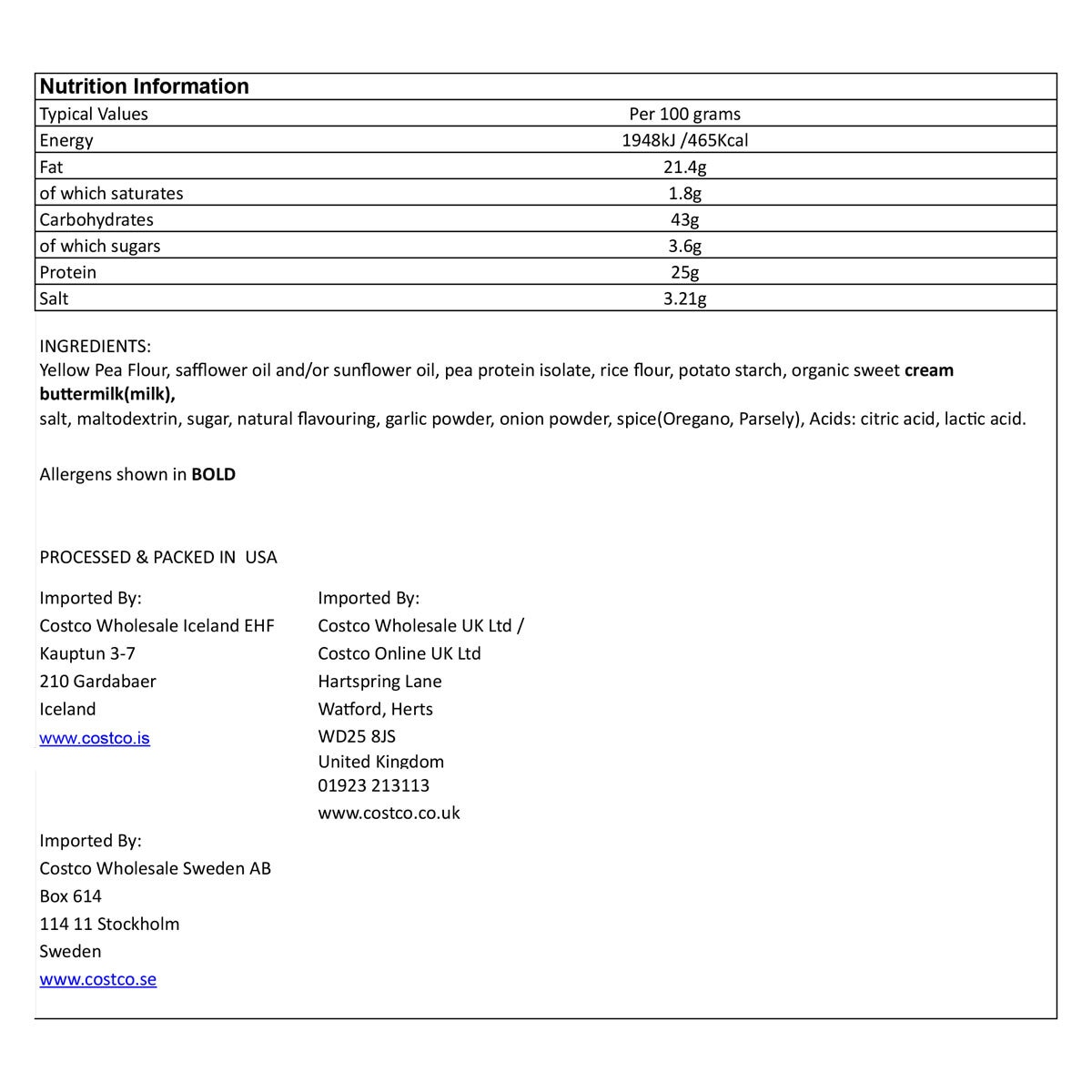 Nutritional Information
