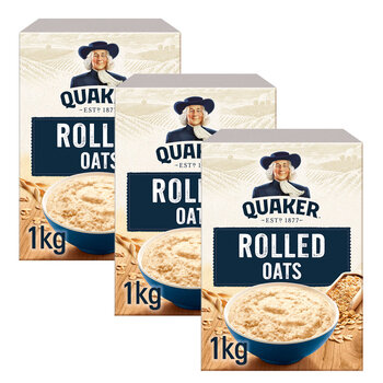 Quaker Rolled Oats, 3 x 1kg
