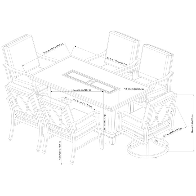 Sunvilla Anita 7 Piece Fire Dining Set + Cover Costco UK