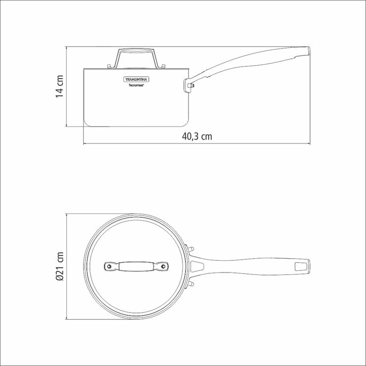 image of dimentions of 20cm sauce pan