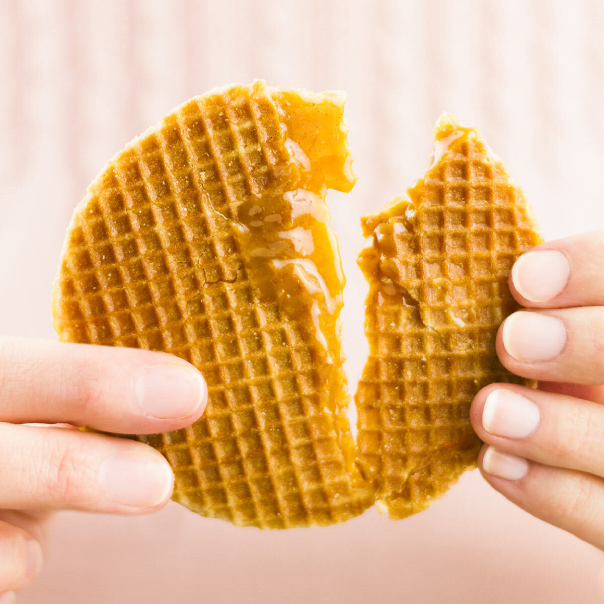 A Stroopwafel Breaking Apart