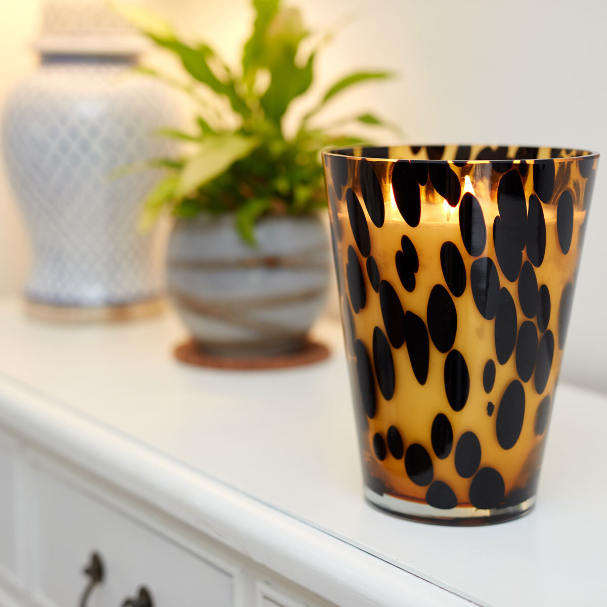 Torc Fragranced 4 Wick Scented Glass Candle, 5.5kg in Amber Vase